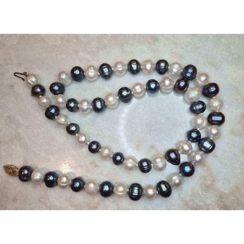Multi Color Pearl Necklace 14k Gold Clasp 17"‎